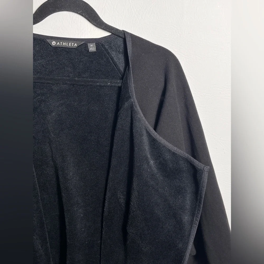 Athleta Cozy Karma Black Open Front Oversized Jacket Coat Medium